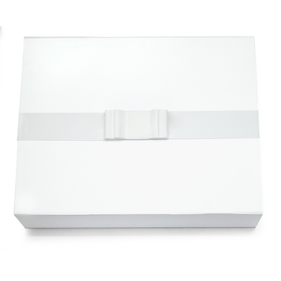 Large Grosgrain Hamper Bows - 2 Loop Bow with 42cm Wide Band - White