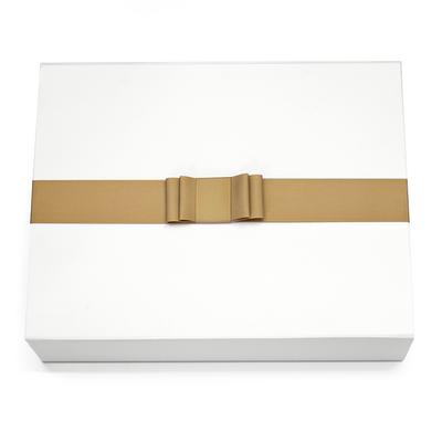 Large Grosgrain Hamper Bows - 2 Loop Bow with 42cm Wide Band - Old Gold
