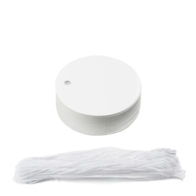 Gift Tags - 5cm Round Circle - 50pk - White
