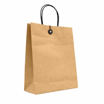 Kraft Bags - Premium Kraft Brown Medium Large Gift Bag - Cotton String & Button Closure 