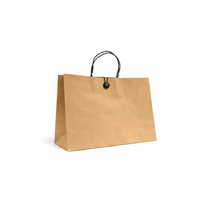 Kraft Bags - Premium Kraft Brown Small Boutique Gift Bag - Cotton String & Button Closure