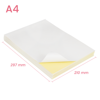 100 x 1 Sheet A4 White Uncoated Matt Self-Adhesive Sticker Labels Laser Inkjet Print Paper