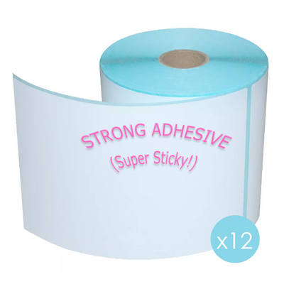 12 x STRONG ADHESIVE 'Super Sticky' Direct Thermal Shipping Label 100mm x 150mm for Fastway Startrack eParcel - 500 Labels per Roll