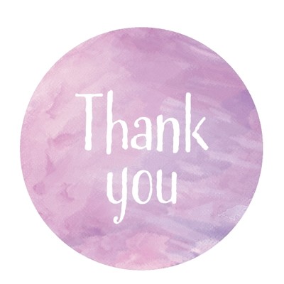 50pcs - 40mm Pale Purple Watercolour Label - Thank You Labels