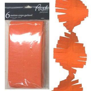 Crepe Paper Garland Decoration - Orange - 8.5cm x 6 Metres