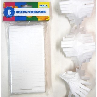 Crepe Paper Garland Decoration - White - 8.5cm x 6 Metres 