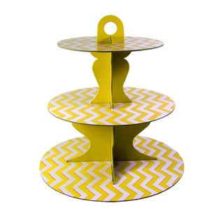 3 Tier Cup Cake Stand - Reversible Design - Yellow