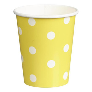 Paper Cups 265ml - 16pc - Yellow Dots