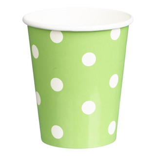 Paper Cups 265ml - 16pc - Green Dots