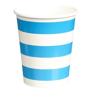 Paper Cups 265ml - 16pc - Blue Stripes
