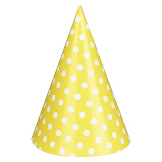 Paper Party Hats - 6pcs - Yellow Dots