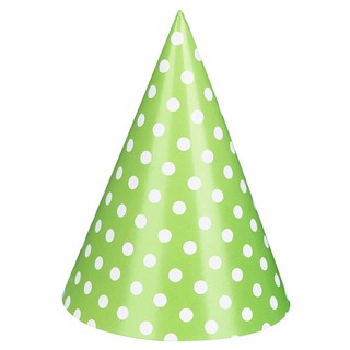 Paper Party Hats - 6pcs - Green Dots