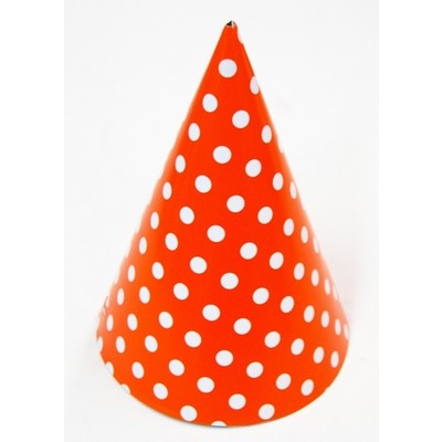 10 x DIY Paper Party Hats  - Orange Polka Dots