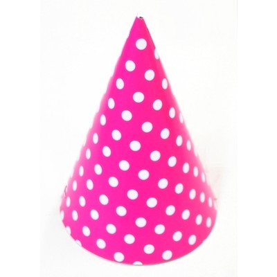 10 x DIY Paper Party Hats  - Pink Polka Dots