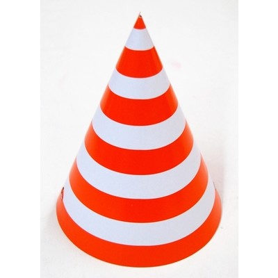 10 x DIY Paper Party Hats  - Orange Stripes