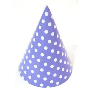 6 x Paper Party Hats Pk - Lilac Polka Dots