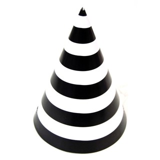 6 x Paper Party Hats Pk - Black Stripes