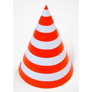 6 x Paper Party Hats Pk - Orange Stripes