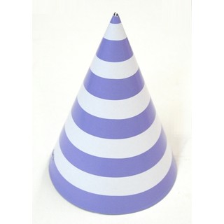 6 x Paper Party Hats Pk - Lilac Stripes