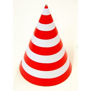 6 x Paper Party Hats Pk - Red Stripes