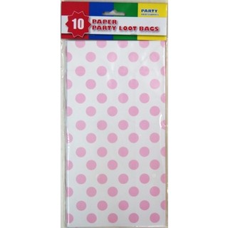 10 x Party Paper Loot Bags - Light Pink Spots