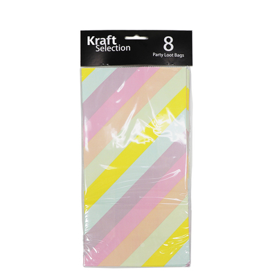 8 x Coloured Paper Bags - Pastel Stripes