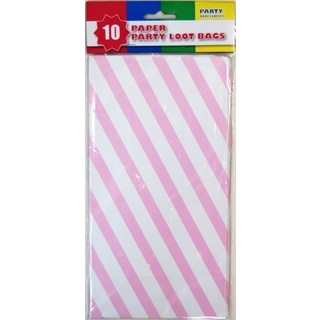 10 x Party Paper Loot Bags - Pink Stripes