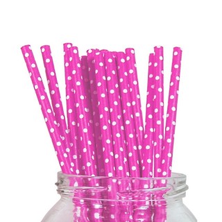 Paper Straws - 20pcs - Pink Dots