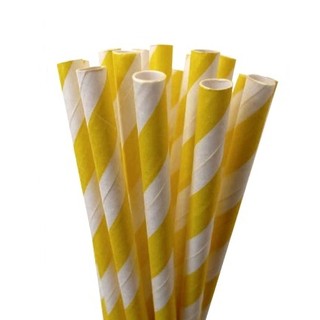 Paper Straws - 20pcs - Yellow Stripes