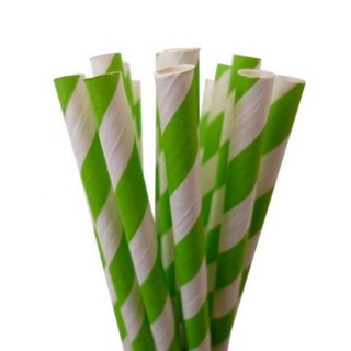 Paper Straws - 20pcs - Green Stripes
