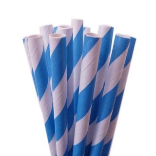 Paper Straws - 20pcs - Blue Stripes