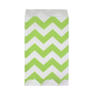 Paper Treat Bags - 12pcs - Chevron - Green