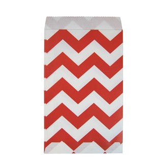 Paper Treat Bags - 12pcs - Chevron - Red