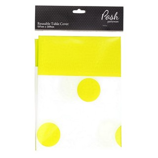 Table Cover - 259cm x 137cm - Polka Dots - Yellow