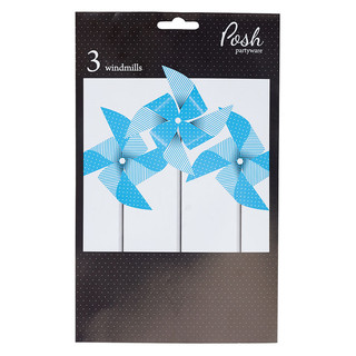 Paper Windmills Decoration - 3pcs - Blue