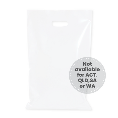 100 x Plastic Carry Bags Large With Die Cut Handle  - LDPE - Clear