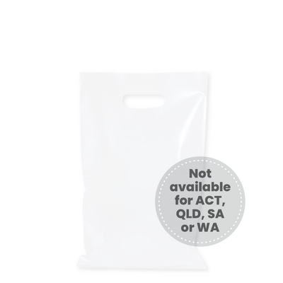 100 x CLEAR - Plastic Carry Bags Small - Medium With Die Cut Handle  - LDPE - Clear