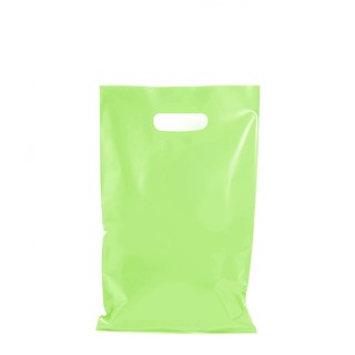 100 x Plastic Carry Bags Small - Medium With Die Cut Handle  - LDPE - Light Green