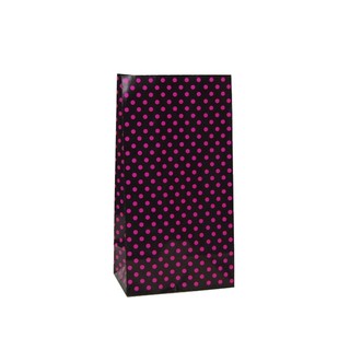 Coloured Gift Bags - Pink Black Dots Paper Bags