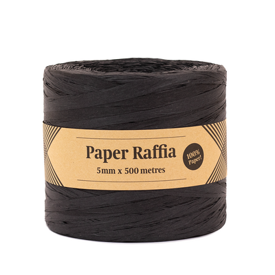 Paper Raffia - 5mm x 500 metres - Black