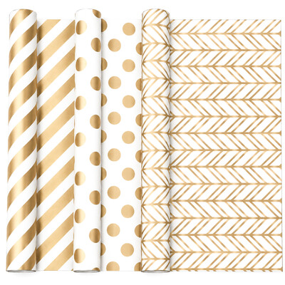3 Pack Gift Wrap Rolls - Gold Lux | 43cm x 3M