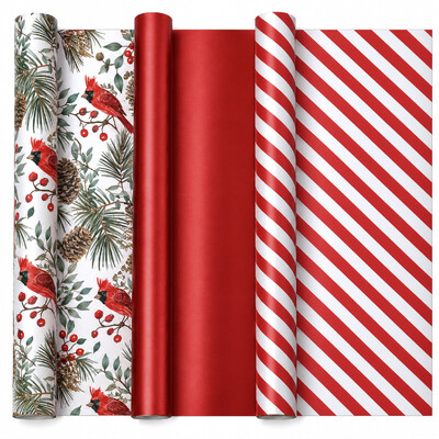 3 Pack Gift Wrap Rolls - Classic Christmas | 43cm x 3M