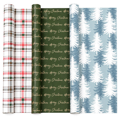 3 Pack Gift Wrap Rolls - Winter Lodge Christmas | 43cm x 3M