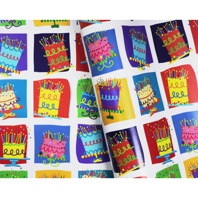 Wrapping Paper - 500mm x 60M - Birthday Cakes