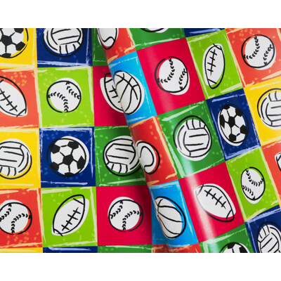 Wrapping Paper - 500mm x 60M - Sports Balls