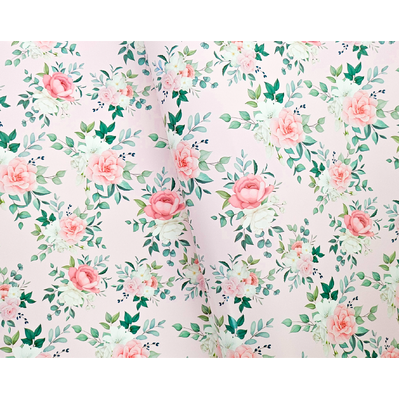 Wrapping Paper - 500mm x 60M - Pink Roses