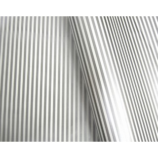 Wrapping Paper - 500mm x 60M - Silver Stripes on White