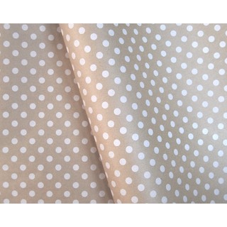 Wrapping Paper - 500mm x 60M - White Dots on Kraft Brown