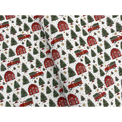 Christmas Wrapping Paper - 500mm x 60M - Tree & Car