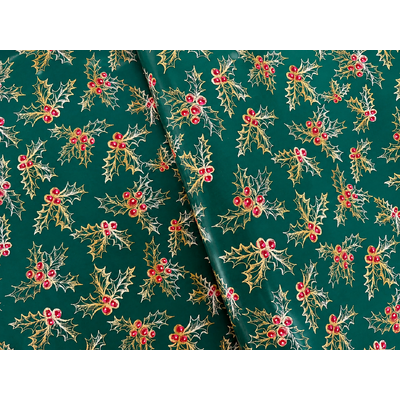 Christmas Wrapping Paper - 500mm x 60M - Green Holly